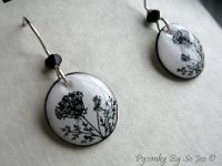 Black & White Queen Anne's Lace Earrings Pysanky Eggshell Jewelry By So Jeo : pysanky pysanka ukrainian easter egg batik art eggshell jewelry pendants earrings drop dangle etched flowers gift women accessories accessory pendant necklace bail crystal finding sterling silver filled sojeo flowers celtic purple white red pink brown green purple orange cream burgundy magenta teal turqoise crows crow blue black so jeo art handmade